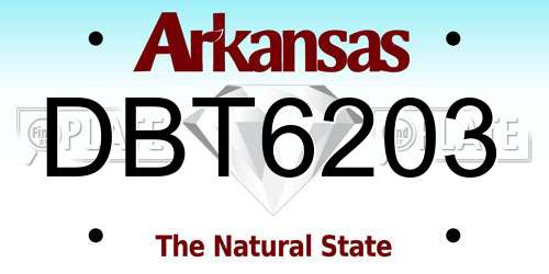 DBT6203 Arkansas License Plate