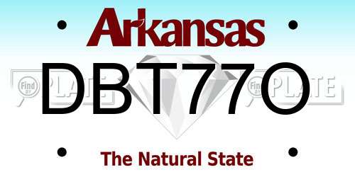 DBT77O Arkansas License Plate
