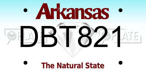 DBT821 Arkansas License Plate