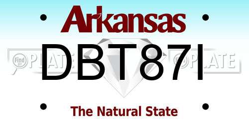 DBT87I Arkansas License Plate