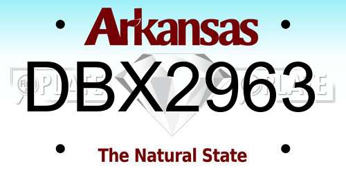 DBX2963 Arkansas License Plate