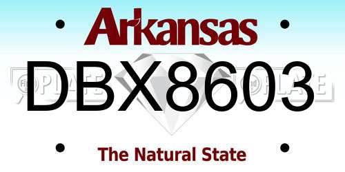 DBX8603 Arkansas License Plate