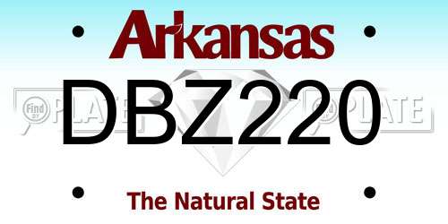 DBZ220 Arkansas License Plate
