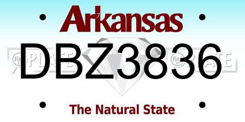 DBZ3836 Arkansas License Plate