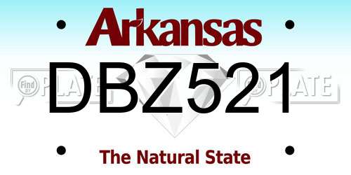 DBZ521 Arkansas License Plate