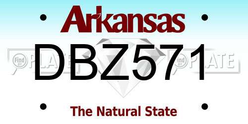 DBZ571 Arkansas License Plate