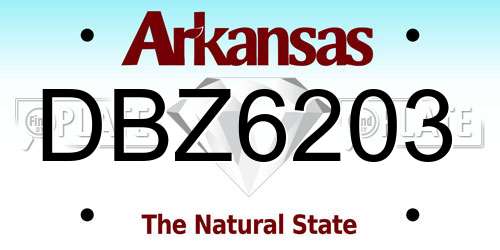 DBZ6203 Arkansas License Plate