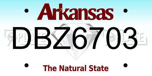 DBZ6703 Arkansas License Plate