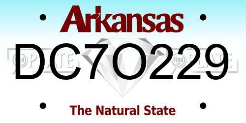 DC7O229 Arkansas License Plate