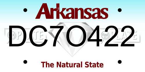 DC7O422 Arkansas License Plate