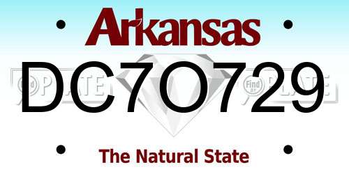 DC7O729 Arkansas License Plate