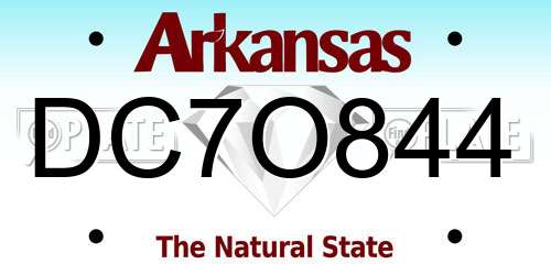 DC7O844 Arkansas License Plate