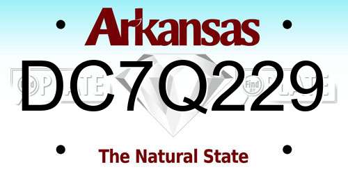 DC7Q229 Arkansas License Plate
