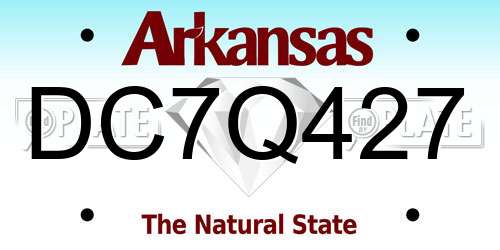 DC7Q427 Arkansas License Plate