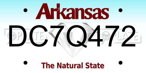 DC7Q472 Arkansas License Plate