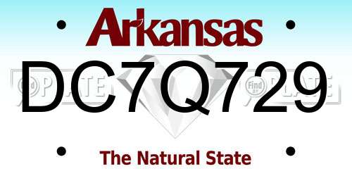 DC7Q729 Arkansas License Plate