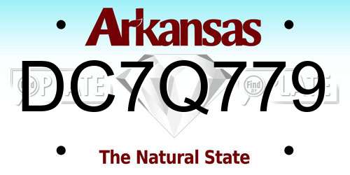 DC7Q779 Arkansas License Plate