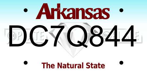 DC7Q844 Arkansas License Plate