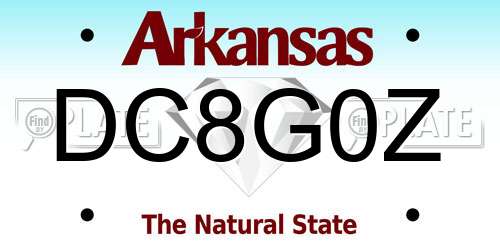 DC8G0Z Arkansas License Plate