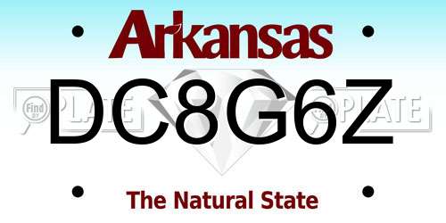 DC8G6Z Arkansas License Plate