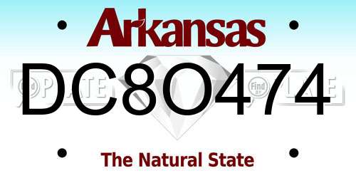 DC8O474 Arkansas License Plate