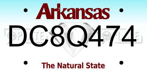 DC8Q474 Arkansas License Plate