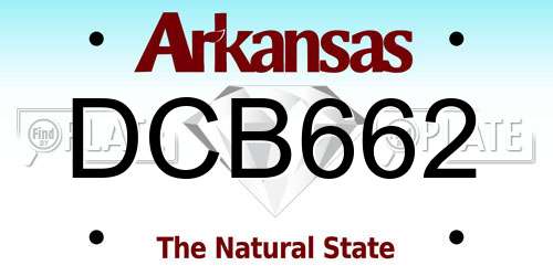 DCB662 Arkansas License Plate