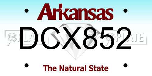 DCX852 Arkansas License Plate