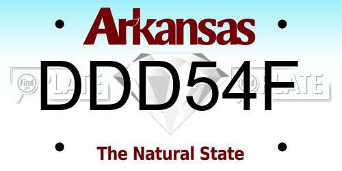 DDD54F Arkansas License Plate