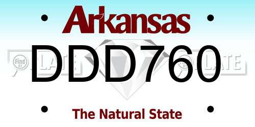DDD760 Arkansas License Plate