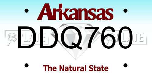 DDQ760 Arkansas License Plate