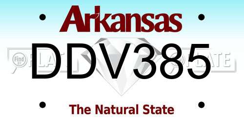 DDV385 Arkansas License Plate