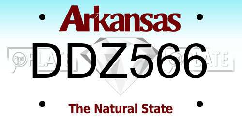 DDZ566 Arkansas License Plate