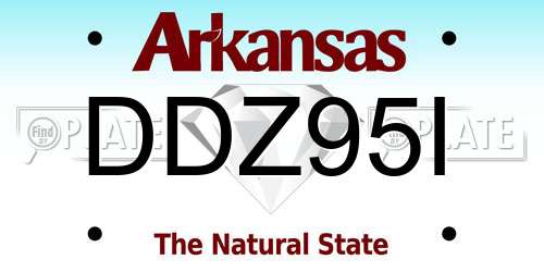 DDZ95I Arkansas License Plate