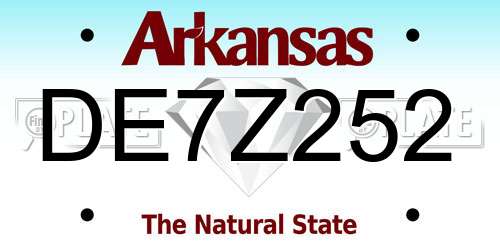 DE7Z252 Arkansas License Plate