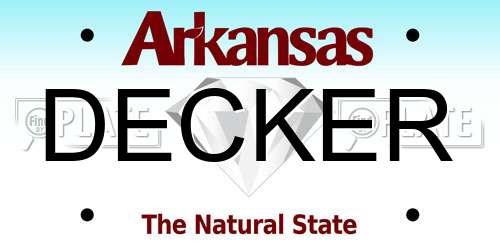 DECKER Arkansas License Plate