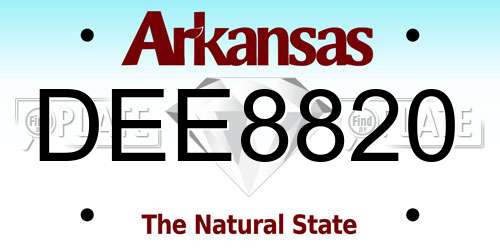 DEE8820 Arkansas License Plate