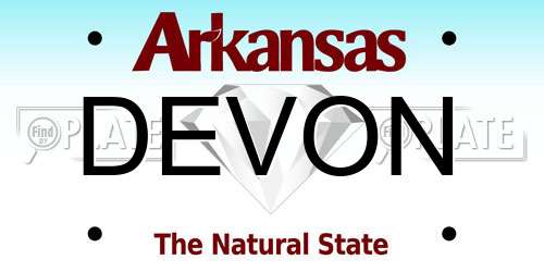 DEVON Arkansas License Plate
