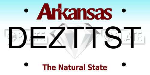 DEZTTST Arkansas License Plate