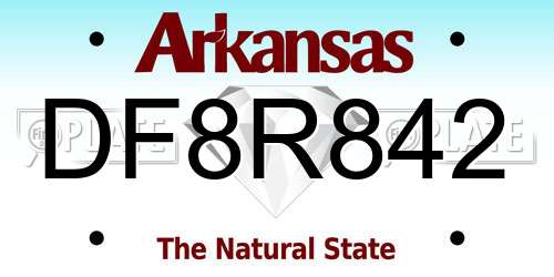 DF8R842 Arkansas License Plate