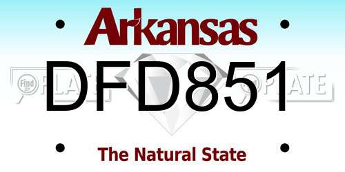 DFD851 Arkansas License Plate