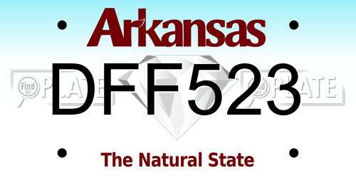 DFF523 Arkansas License Plate