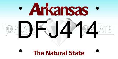 DFJ414 Arkansas License Plate