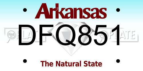 DFQ851 Arkansas License Plate