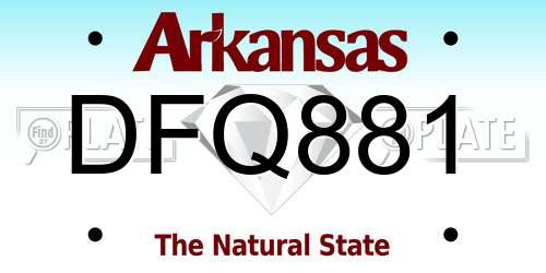 DFQ881 Arkansas License Plate