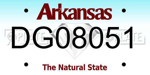 DG08051 Arkansas License Plate