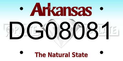 DG08081 Arkansas License Plate