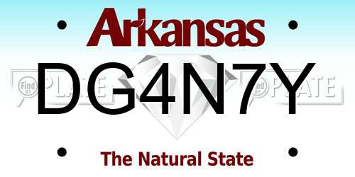 DG4N7Y Arkansas License Plate
