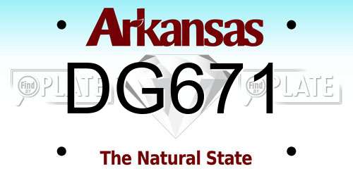 DG671 Arkansas License Plate