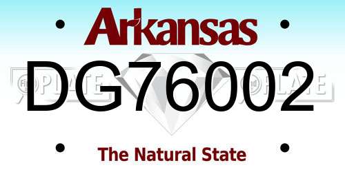DG76002 Arkansas License Plate